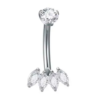 Banana Bell em Titânio com 4 Navete em Zircônia Branca TIT19