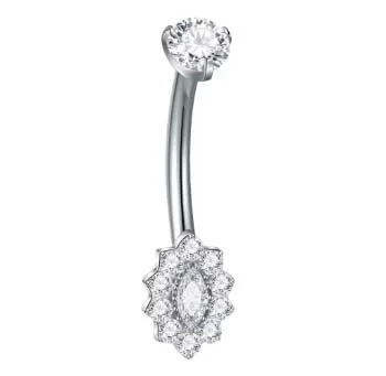 Banana Bell em Titânio com 1 Navete em Zircônia com 10 pedras em volta TIT19 Imagem