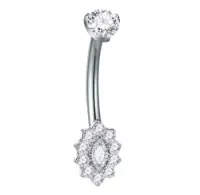 Banana Bell em Titânio com 1 Navete em Zircônia com 10 pedras em volta TIT19