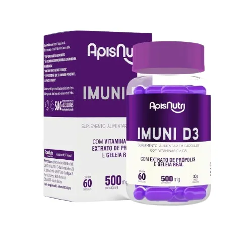 Imuni D3 Vit C Própolis e Geleia Real 60 cápsulas 500mg Imagem