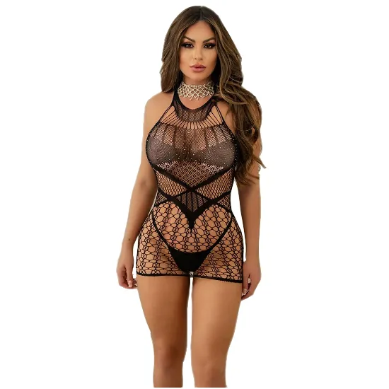 Vestido Sensual Arrastão com Brilho Tamanho U - BS016