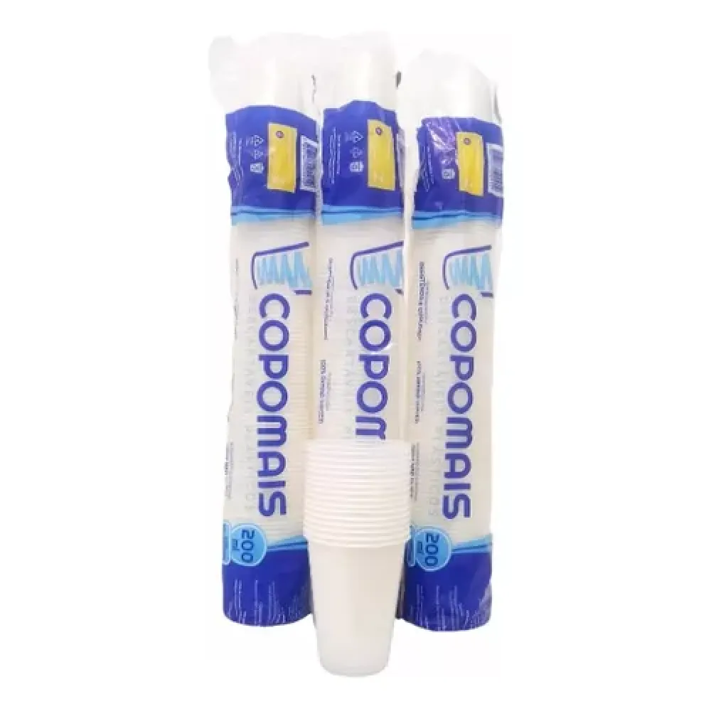 Copo água  200ml ABNT Branco COPOMAIS  c/100