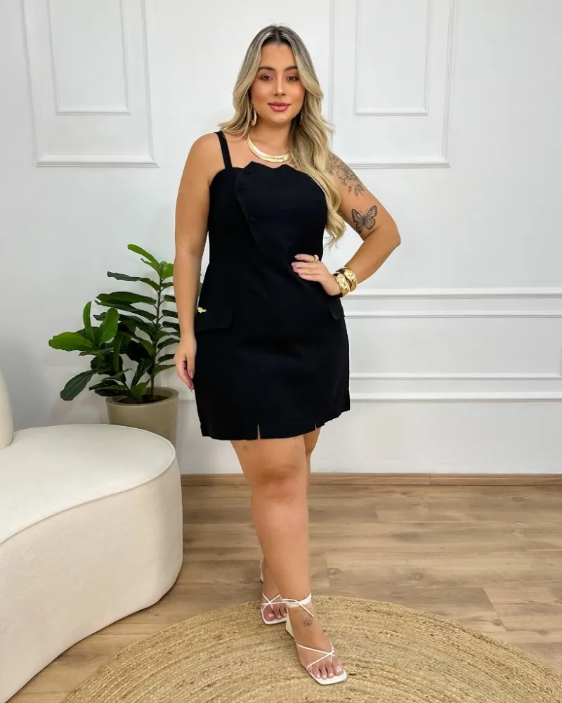 Vestido Curto Rosa Milliossi Preto