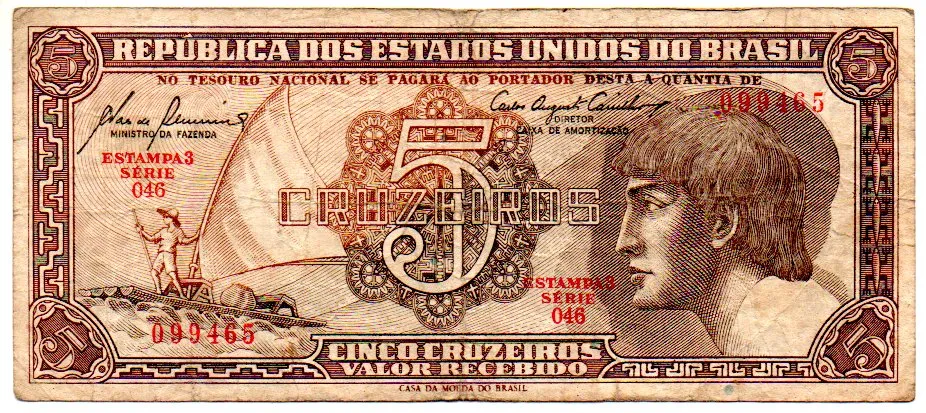 C111 - 5 Cruzeiros - Série 046 - Índio - Data: 1961 - MBC Imagem