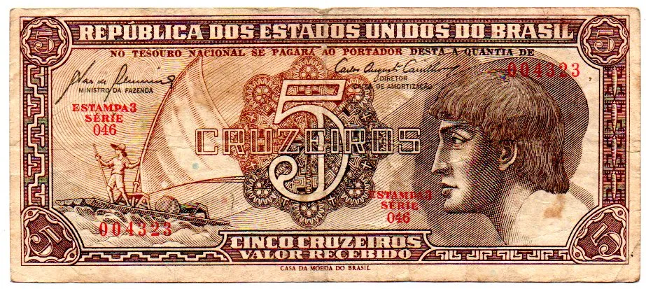 C111 - 5 Cruzeiros - Série 046 - Índio - Data: 1961 - MBC