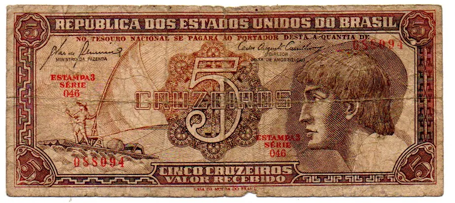 C111 - 5 Cruzeiros - Série 046 - Índio - Data: 1961 - UTG
