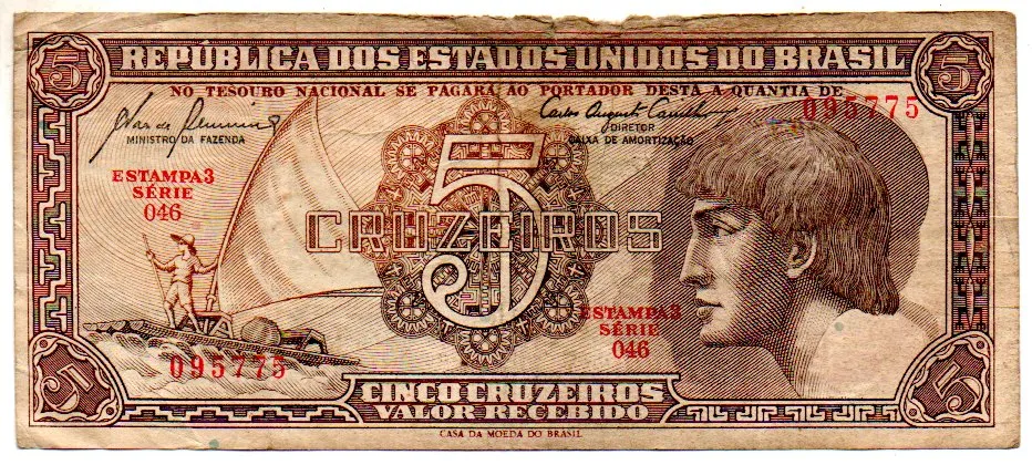 C111 - 5 Cruzeiros - Série 046 - Índio - Data: 1961 - UTG