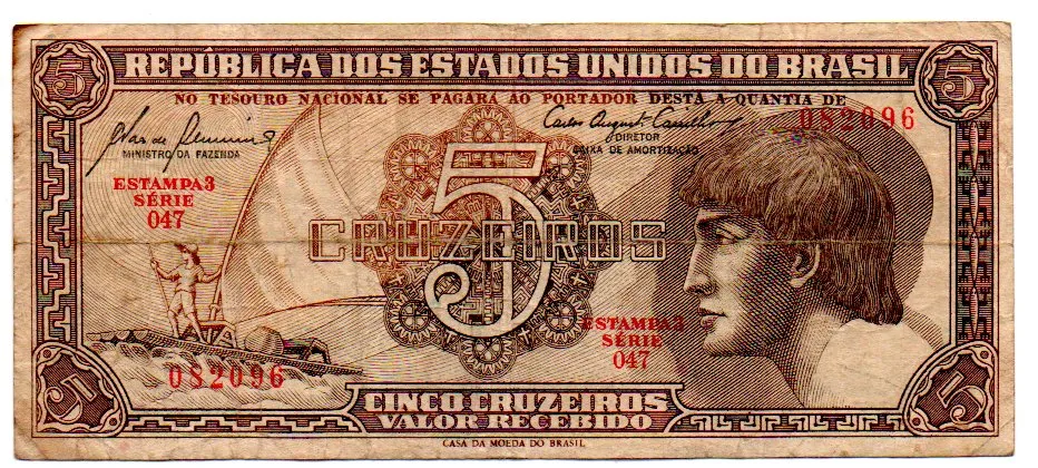 C111 - 5 Cruzeiros - Série 047 - Índio - Data: 1961 - MBC