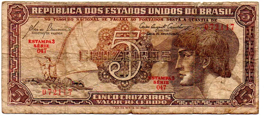 C111 - 5 Cruzeiros - Série 047 - Índio - Data: 1961 - R