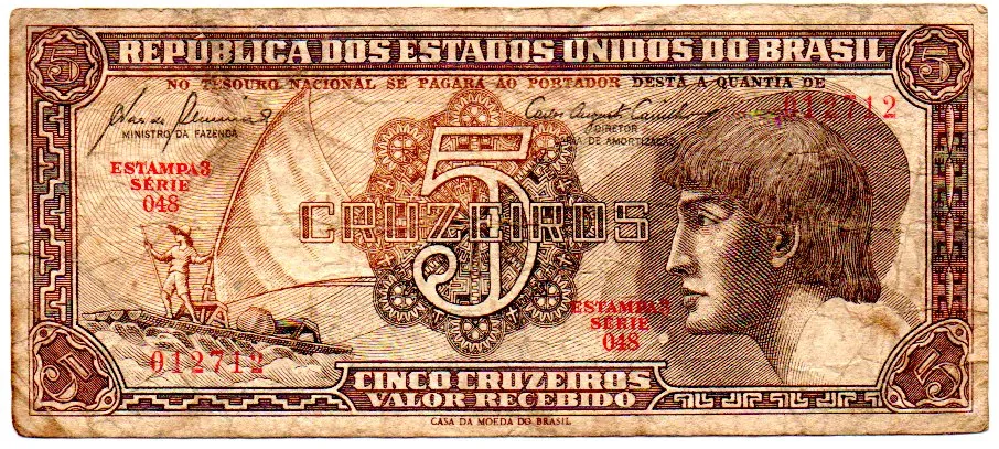 C111 - 5 Cruzeiros - Série 048 - Índio - Data: 1961 - BC Imagem