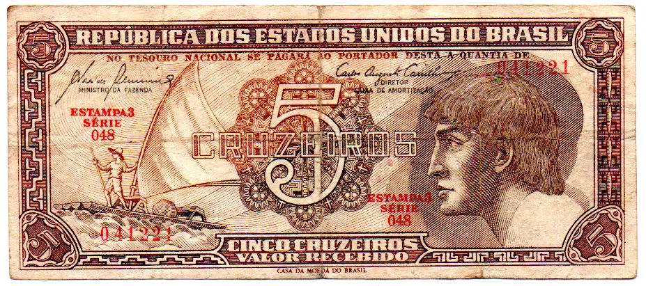 C111 - 5 Cruzeiros - Série 048 - Índio - Data: 1961 - MBC