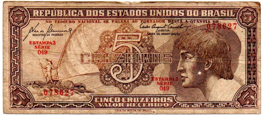 C111 - 5 Cruzeiros - Série 049 - Índio - Data: 1961 - BC Imagem