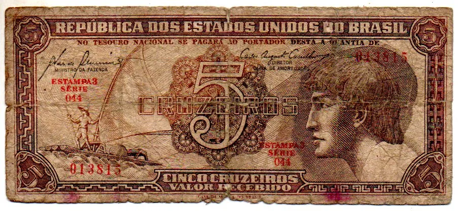 C111 - 5 Cruzeiros - Série 044 - Índio - Data: 1961 - UTG