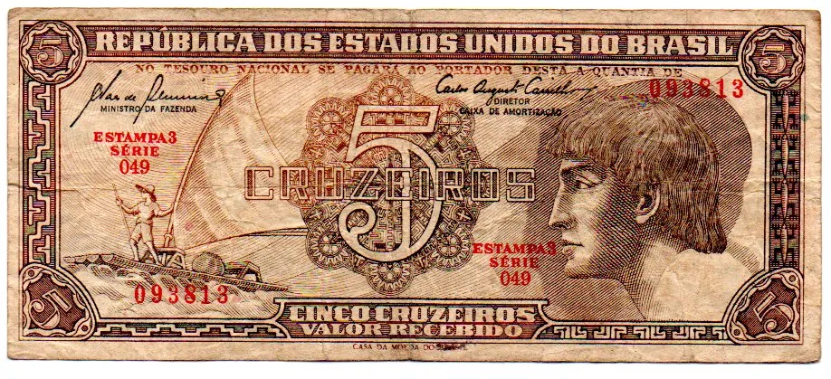 C111 - 5 Cruzeiros - Série 049 - Índio - Data: 1961 - BC
