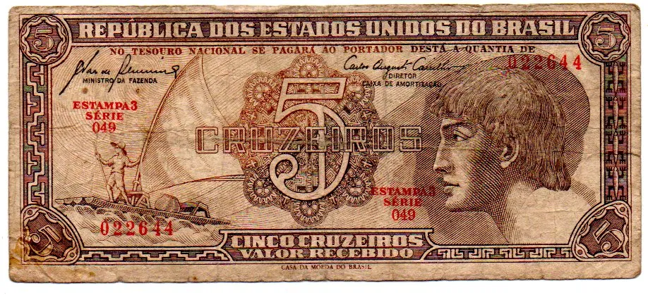 C111 - 5 Cruzeiros - Série 049 - Índio - Data: 1961 - BC