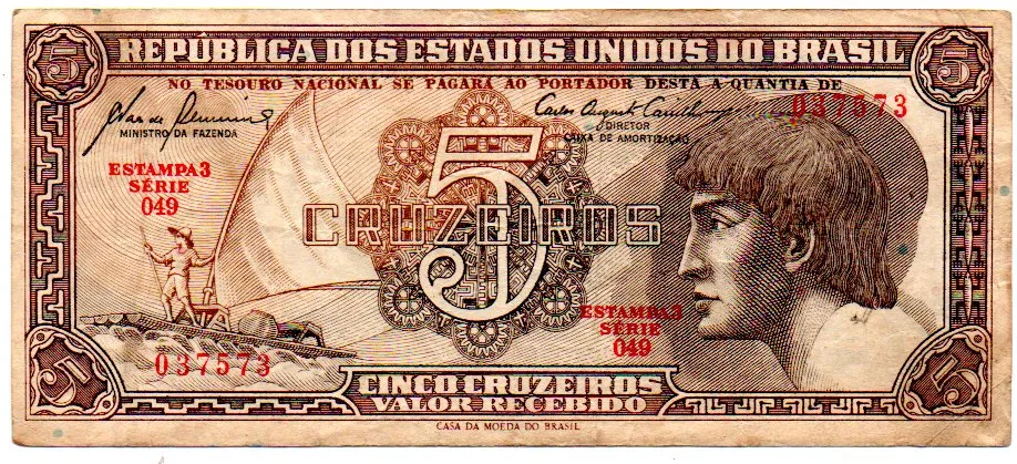 C111 - 5 Cruzeiros - Série 049 - Índio - Data: 1961 - MBC Imagem