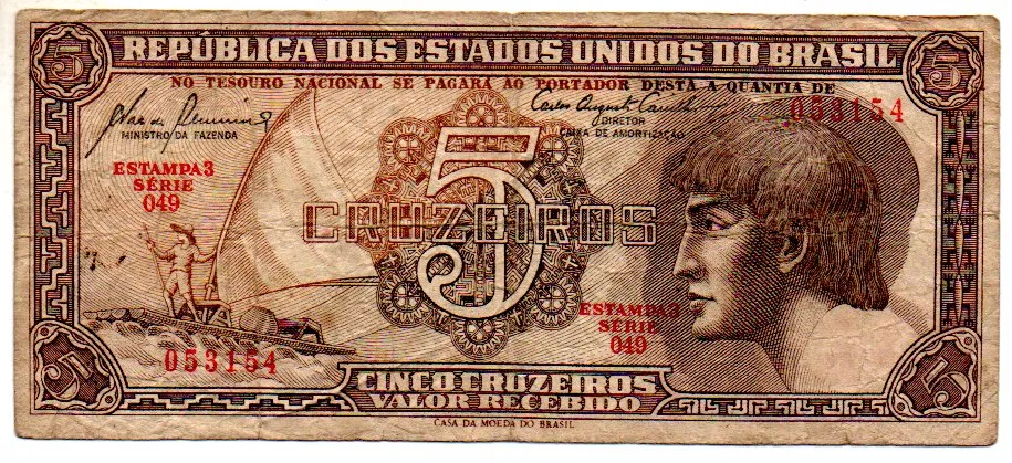 C111 - 5 Cruzeiros - Série 049 - Índio - Data: 1961 - BC Imagem