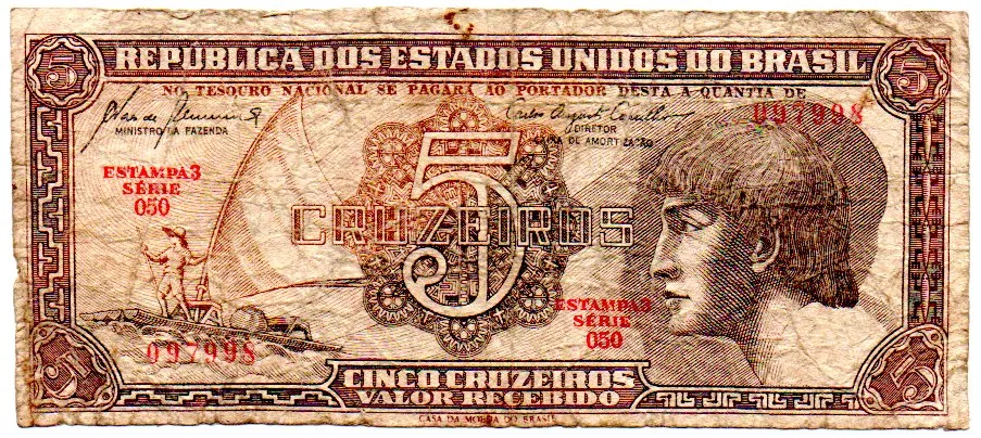 C111 - 5 Cruzeiros - Série 050 - Índio - Data: 1961 - R