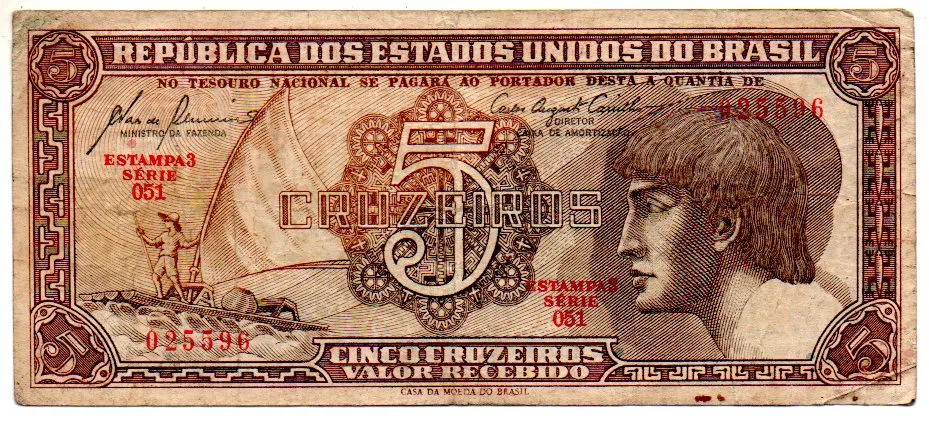 C111 - 5 Cruzeiros - Série 051 - Índio - Data: 1961 - MBC Imagem