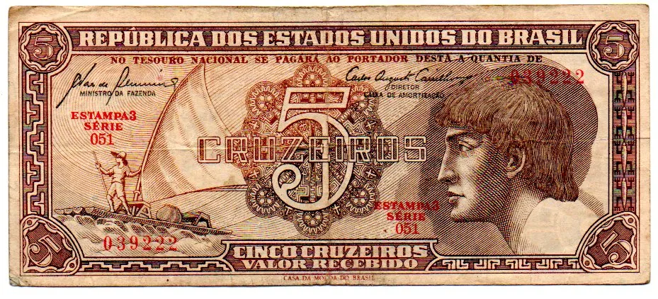 C111 - 5 Cruzeiros - Série 051 - Índio - Data: 1961 - MBC Imagem