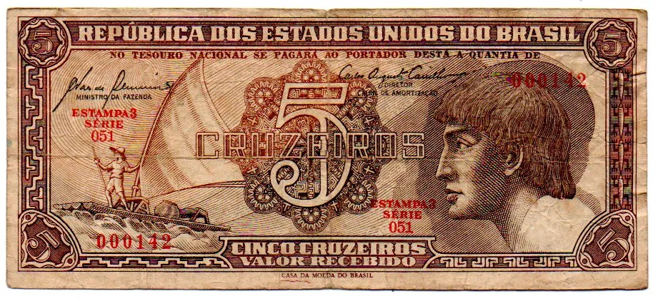 C111 - 5 Cruzeiros - Série 051 - Índio - Data: 1961 - MBC Imagem