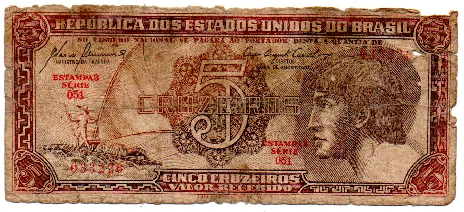 C111 - 5 Cruzeiros - Série 051 - Índio - Data: 1961 - UTG Imagem