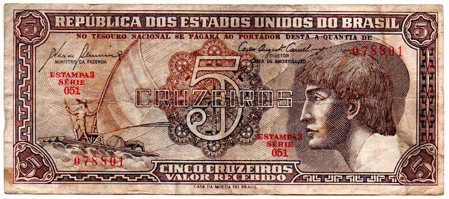 C111 - 5 Cruzeiros - Série 051 - Índio - Data: 1961 - MBC