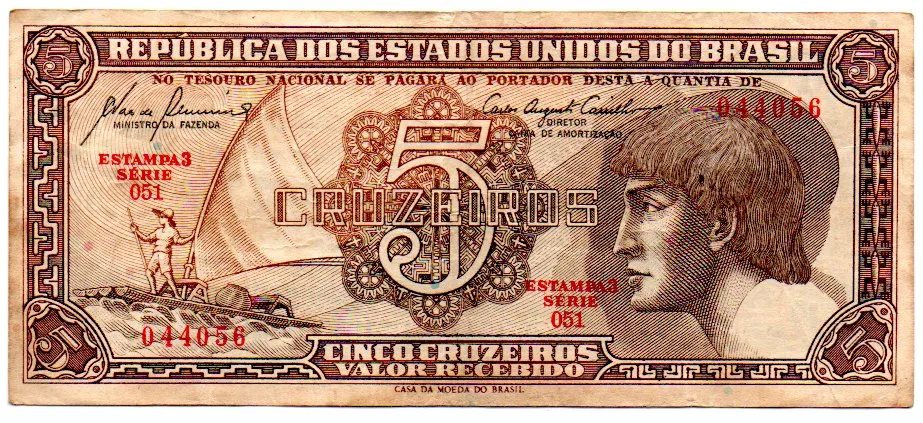 C111 - 5 Cruzeiros - Série 051 - Índio - Data: 1961 - MBC