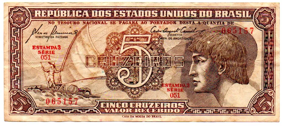 C111 - 5 Cruzeiros - Série 051 - Índio - Data: 1961 - MBC