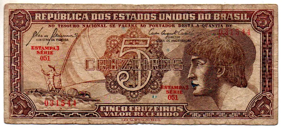 C111 - 5 Cruzeiros - Série 051 - Índio - Data: 1961 - UTG