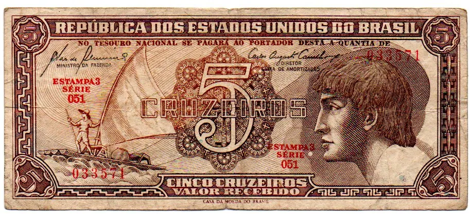 C111 - 5 Cruzeiros - Série 051 - Índio - Data: 1961 - BC