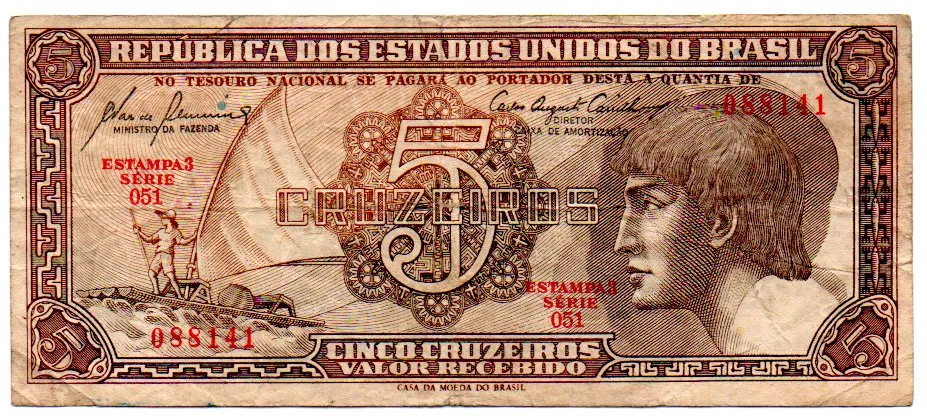 C111 - 5 Cruzeiros - Série 051 - Índio - Data: 1961 - BC