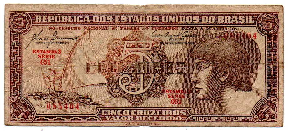C111 - 5 Cruzeiros - Série 051 - Índio - Data: 1961 - R Imagem