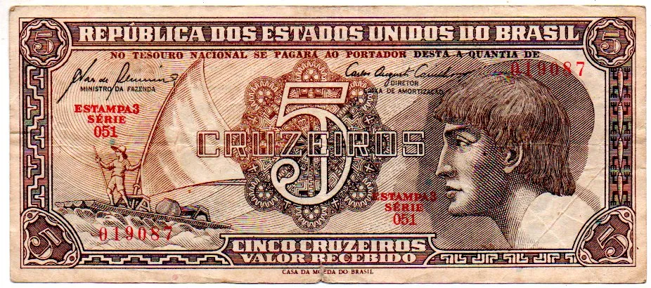 C111 - 5 Cruzeiros - Série 051 - Índio - Data: 1961 - BC
