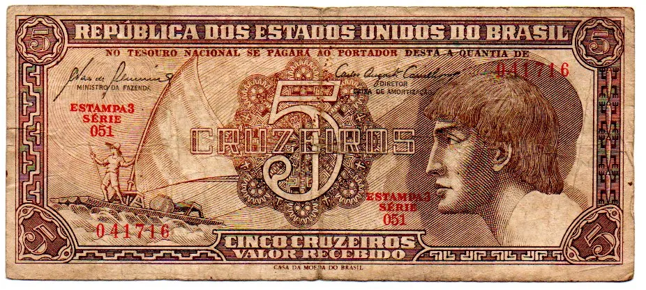C111 - 5 Cruzeiros - Série 051 - Índio - Data: 1961 - BC Imagem