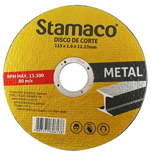 Disco Corte Metal 115X1.6X22X23MM - 6138 - stamaco