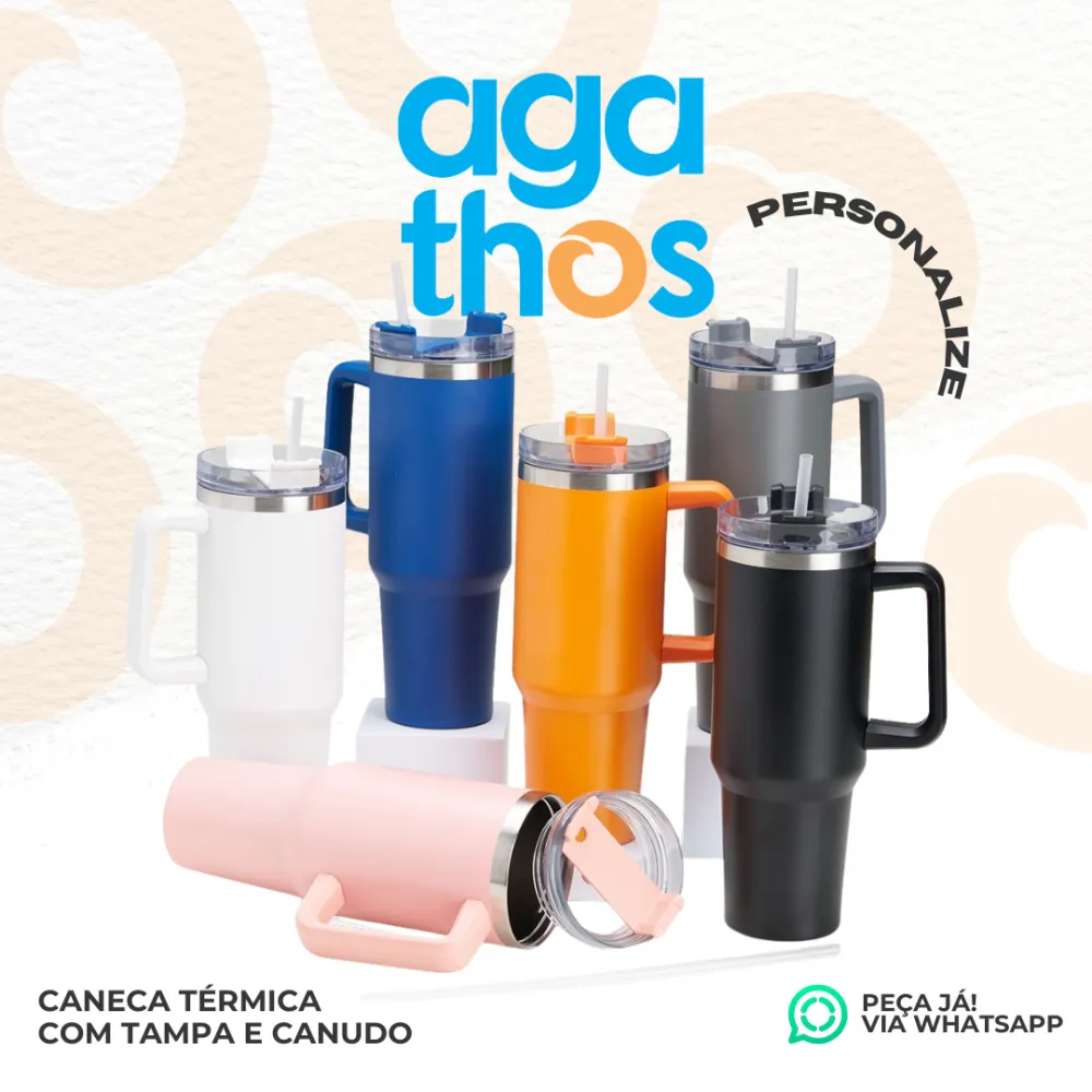 Caneca Térmica com Tampa e Canudo