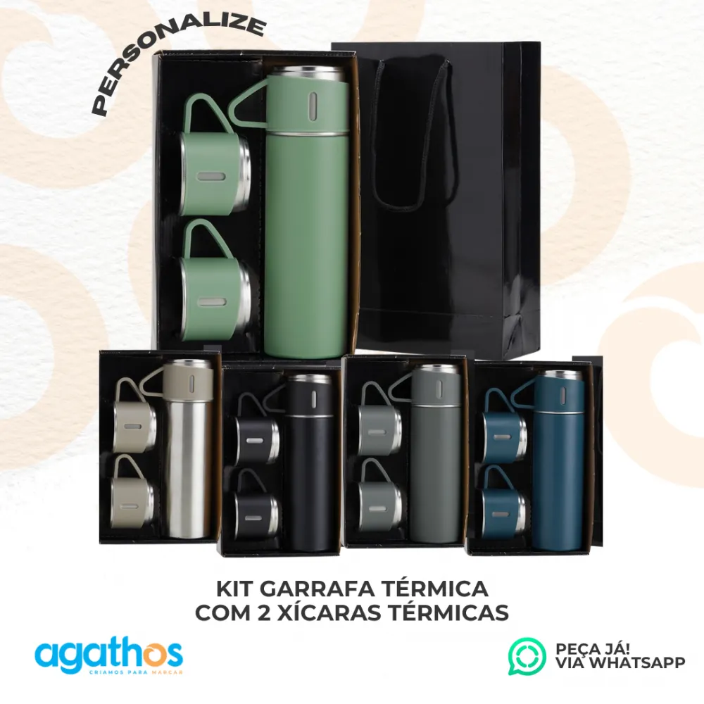 Kit Café Perfeito - 1 Garrafa e 2 Xícaras Térmicas
