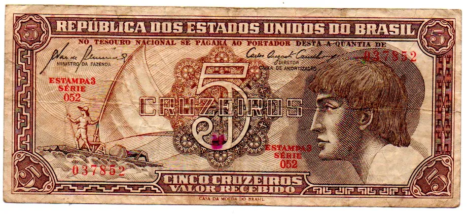 C111 - 5 Cruzeiros - Série 052 - Índio - Data: 1961 - UTG