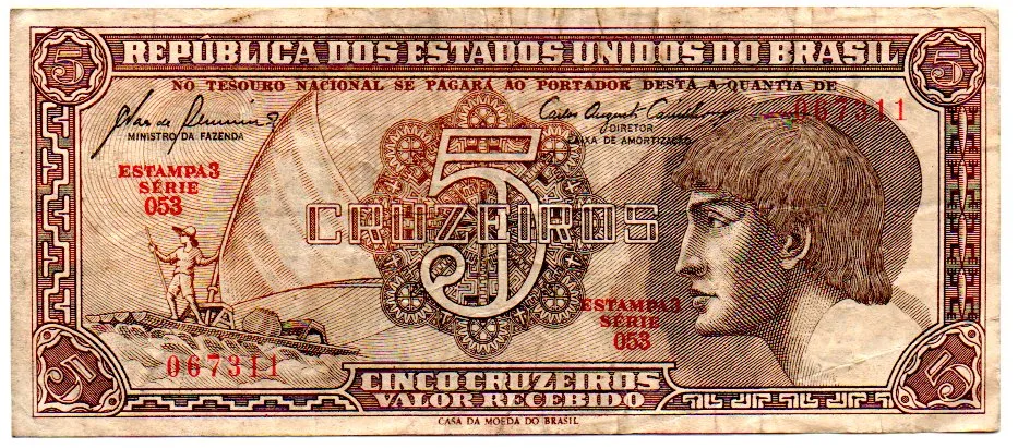 C111 - 5 Cruzeiros - Série 053 - Índio - Data: 1961 - BC