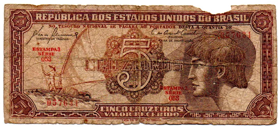 C111 - 5 Cruzeiros - Série 053 - Índio - Data: 1961 - UTG Imagem