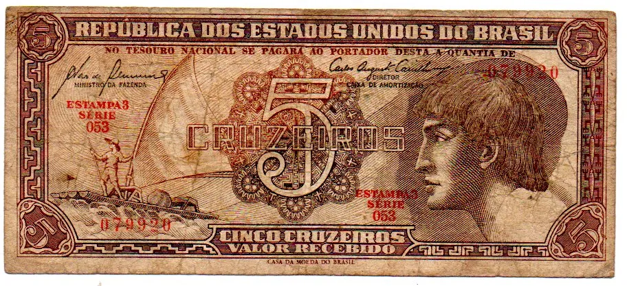 C111 - 5 Cruzeiros - Série 053 - Índio - Data: 1961 - R