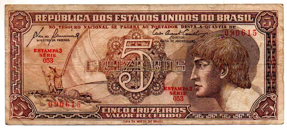 C111 - 5 Cruzeiros - Série 053 - Índio - Data: 1961 - BC