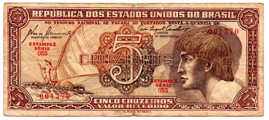 C111 - 5 Cruzeiros - Série 053 - Índio - Data: 1961 - BC Imagem