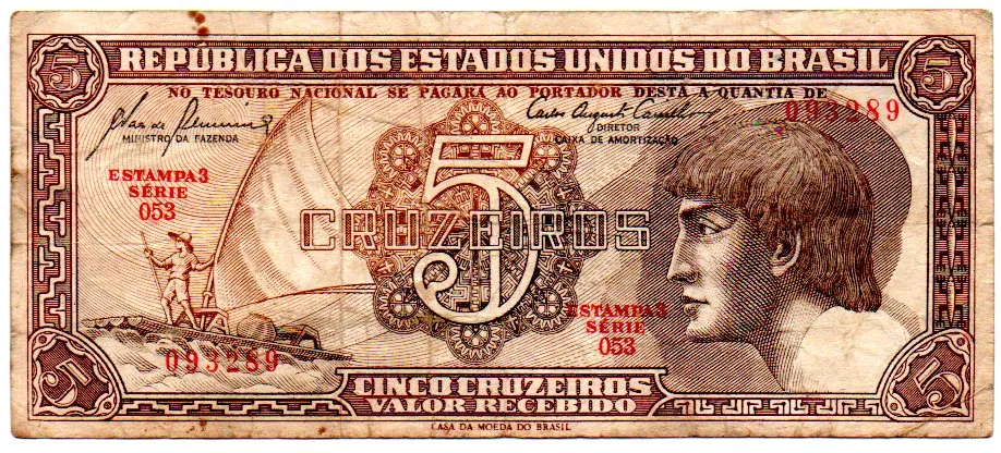C111 - 5 Cruzeiros - Série 053 - Índio - Data: 1961 - BC Imagem
