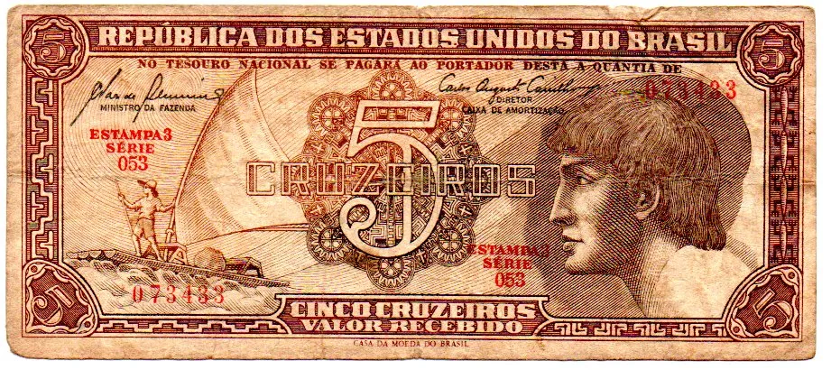 C111 - 5 Cruzeiros - Série 053 - Índio - Data: 1961 - R