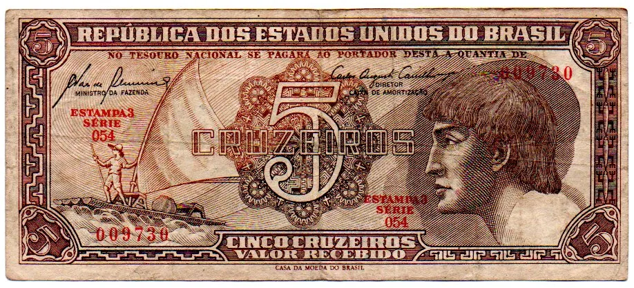 C111 - 5 Cruzeiros - Série 054 - Índio - Data: 1961 - MBC