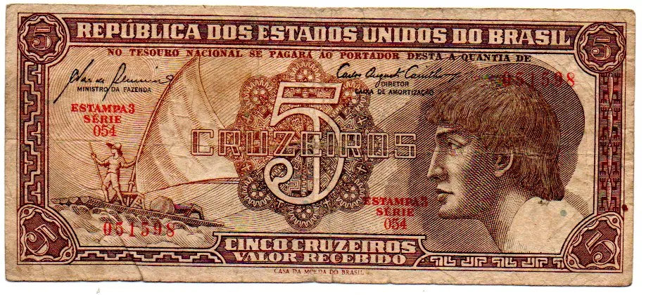 C111 - 5 Cruzeiros - Série 054 - Índio - Data: 1961 - BC