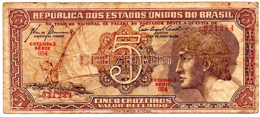 C111 - 5 Cruzeiros - Série 054 - Índio - Data: 1961 - BC