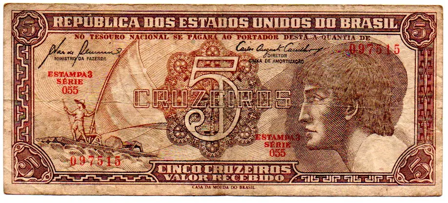 C111 - 5 Cruzeiros - Série 055 - Índio - Data: 1961 - BC